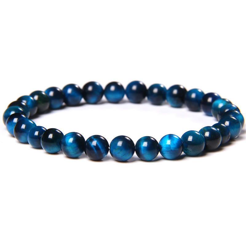 Olivenorma 6mm Natural Stone Beaded Bracelet - Lake Blue Tiger Eye - image 82
