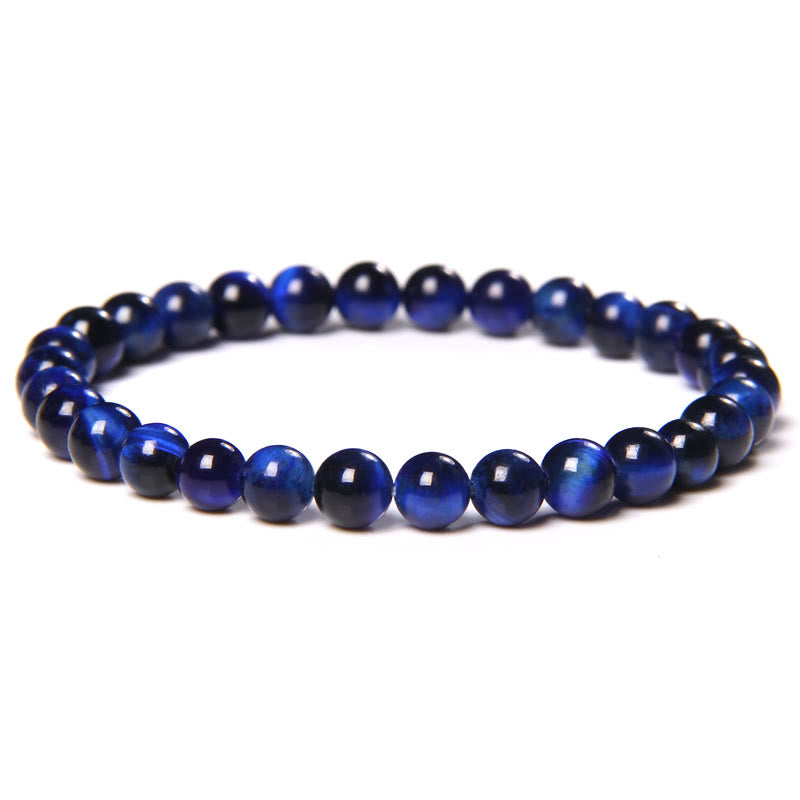 Olivenorma 6mm Natural Stone Beaded Bracelet - Blue Tiger Eye - image 91