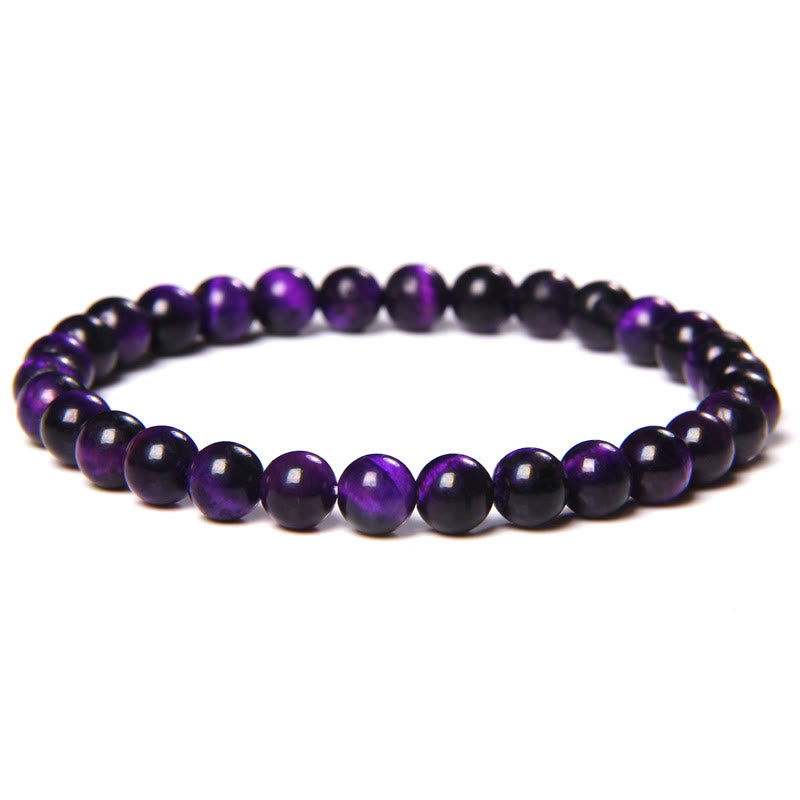Olivenorma 6mm Natural Stone Beaded Bracelet - Purple Tiger Eye 2 - image 92