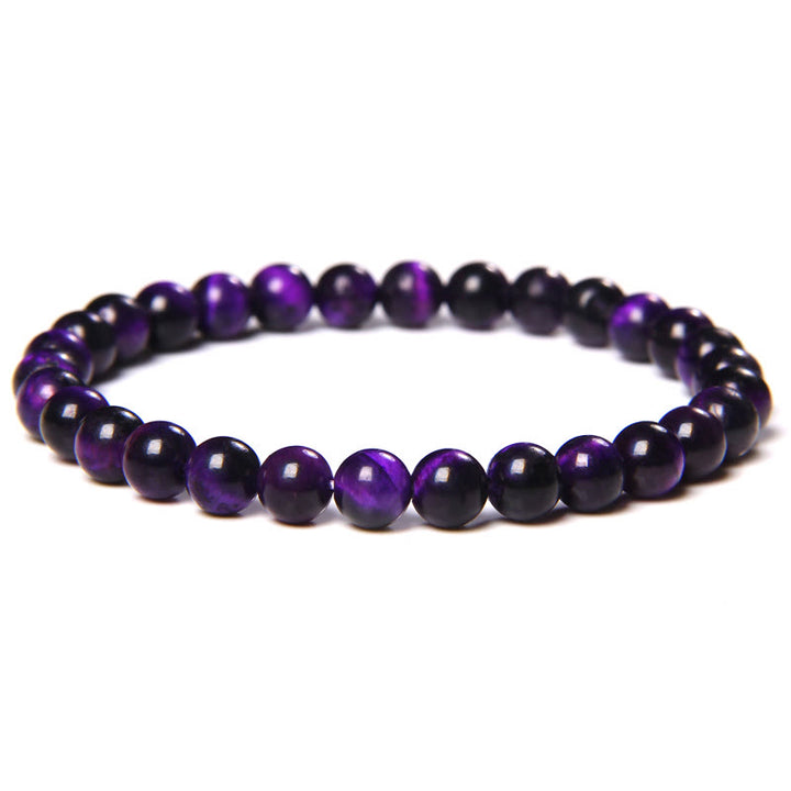 Olivenorma 6mm Natural Stone Beaded Bracelet - Purple Tiger Eye 2 - image 92