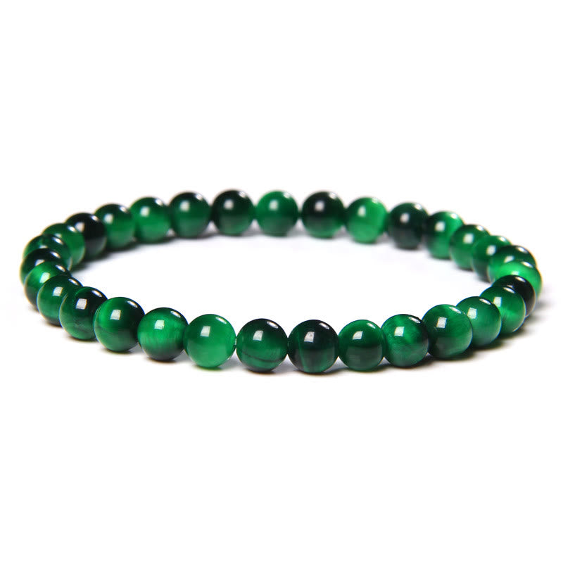 Olivenorma 6mm Natural Stone Beaded Bracelet - Green Tiger Eye - image 89