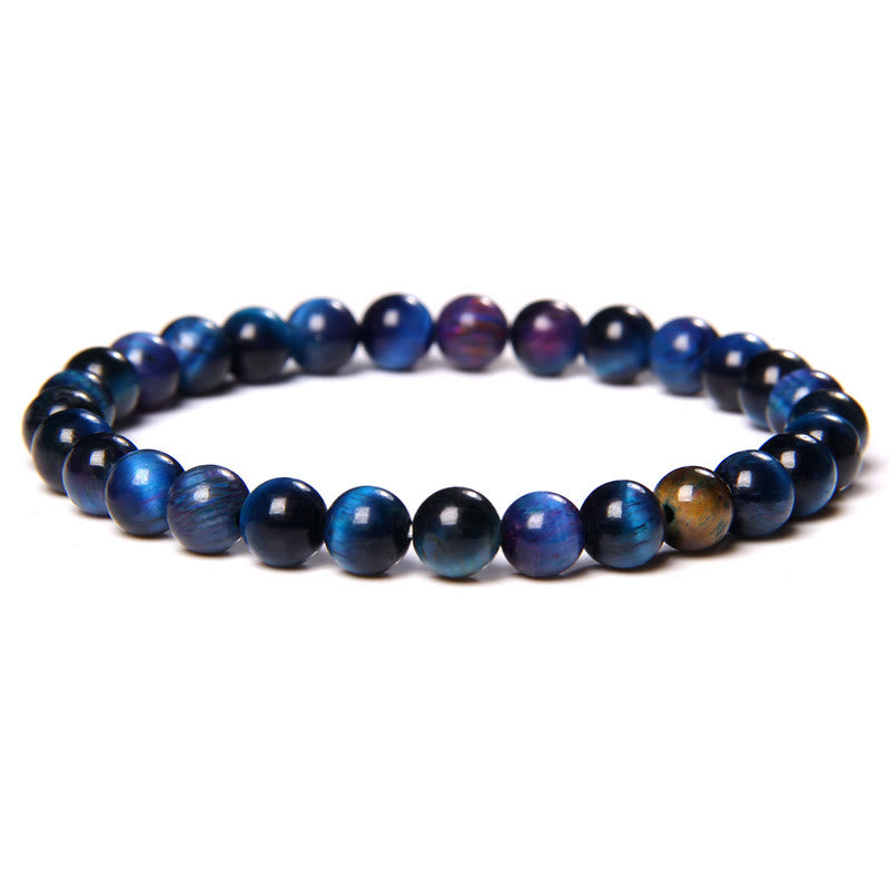 Olivenorma 6mm Natural Stone Beaded Bracelet - Blue & Purple Tiger Eye - image 85