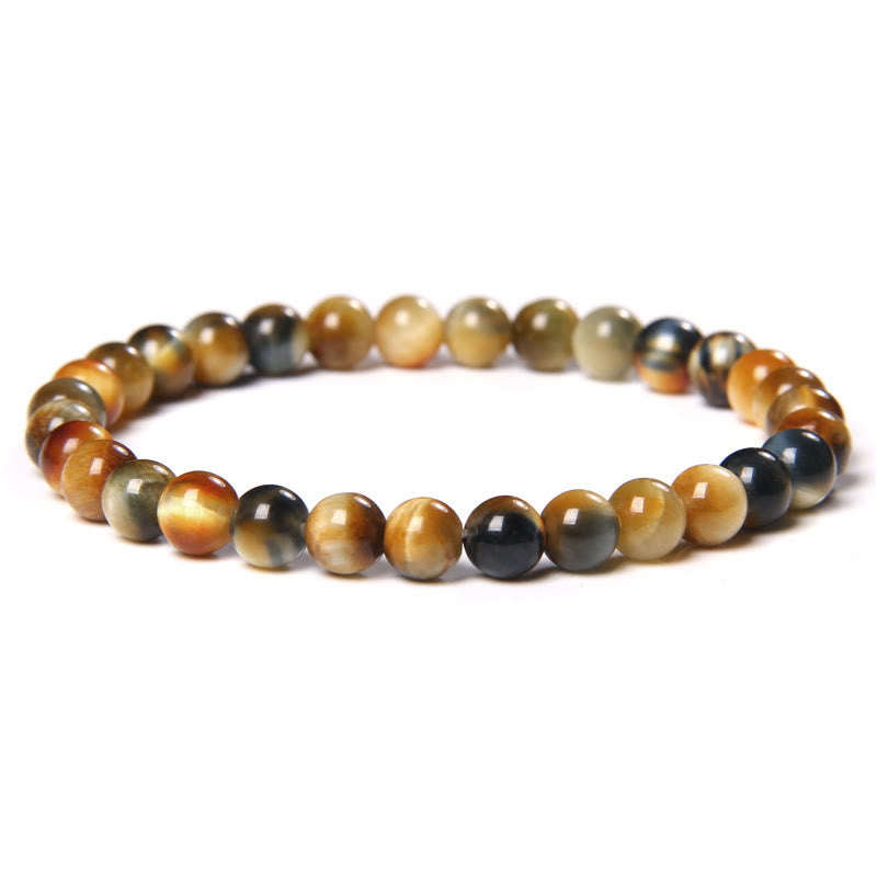 Olivenorma 6mm Natural Stone Beaded Bracelet - Golden Blue Tiger Eye - image 81