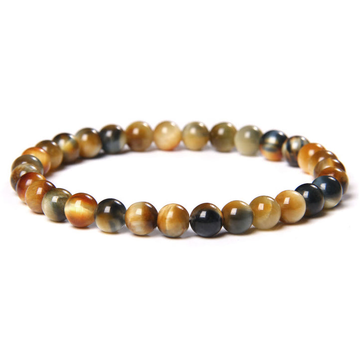 Olivenorma 6mm Natural Stone Beaded Bracelet - Golden Blue Tiger Eye - image 81