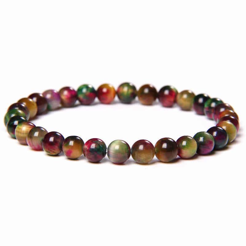 Olivenorma 6mm Natural Stone Beaded Bracelet - Red & Green Tiger Eye - image 94
