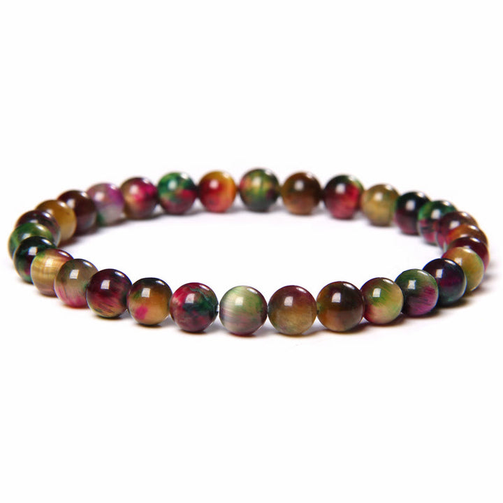 Olivenorma 6mm Natural Stone Beaded Bracelet - Red & Green Tiger Eye - image 94