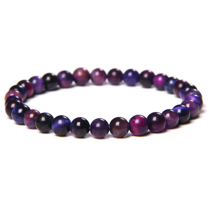 Olivenorma 6mm Natural Stone Beaded Bracelet - Purple Tiger Eye - image 88
