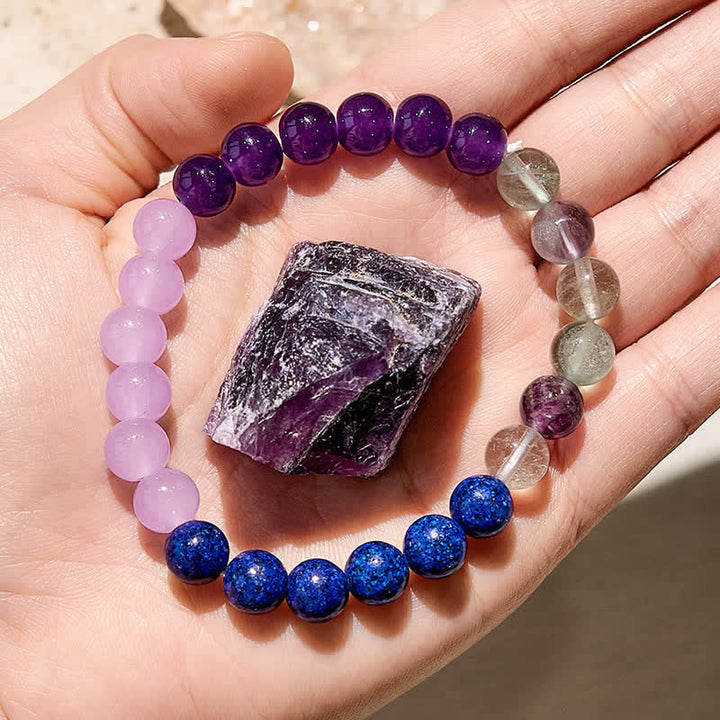 Olivenorma "Anti-Anxiety" Amethyst Lepidolite Lapis Lazuli Bracelet - Natural Crystal - image 0