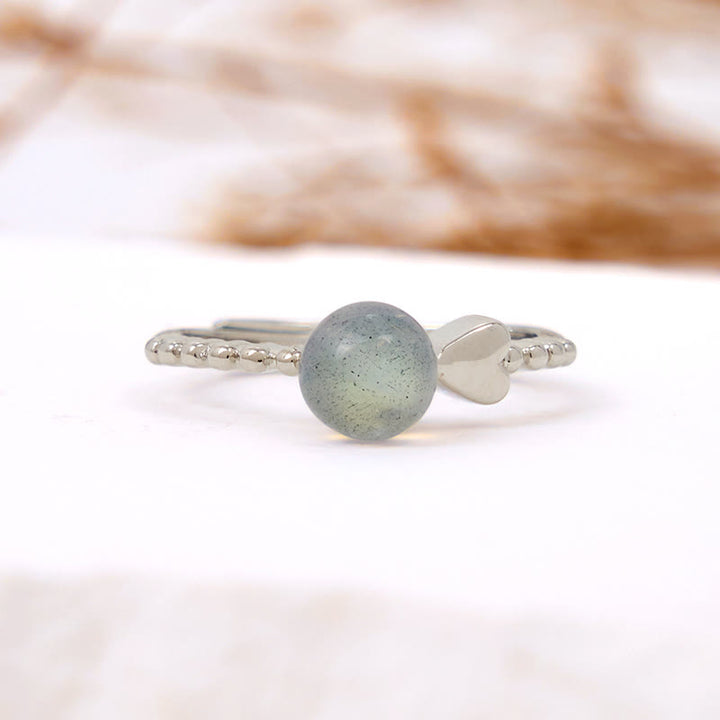 Olivenorma Round Cut Moonstone Heart Shape Adjustable Ring - Moonstone - image 0