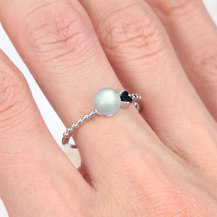 Olivenorma Round Cut Moonstone Heart Shape Adjustable Ring - image 1