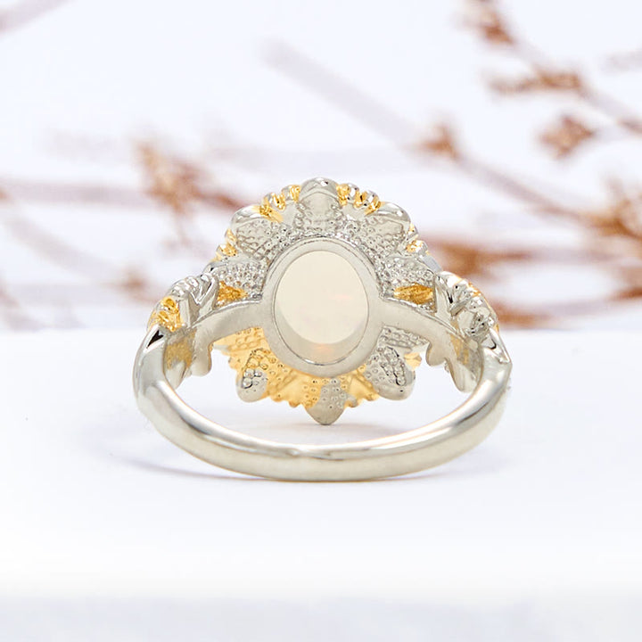 Olivenorma Oval Cut Opal Sunflower Shape Ring - image 5