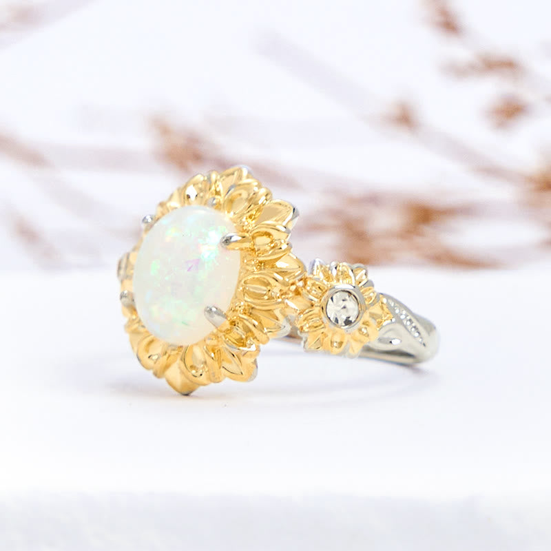 Olivenorma Oval Cut Opal Sunflower Shape Ring - image 4