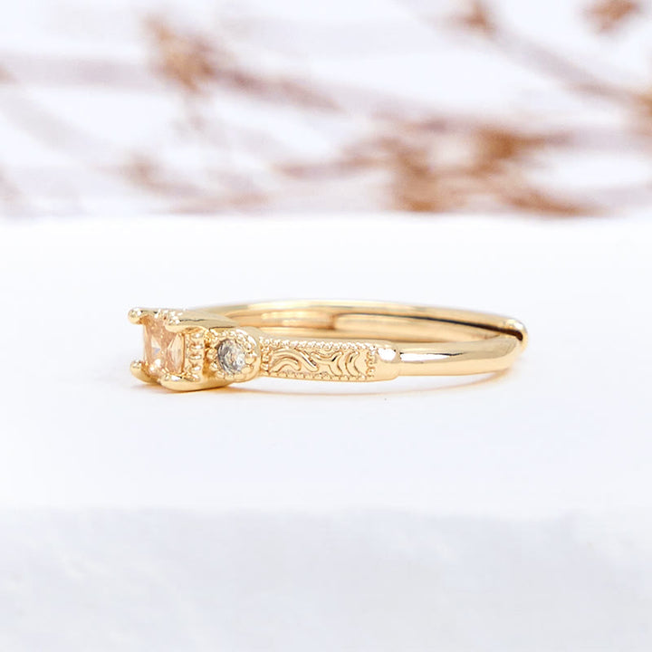 Olivenorma Simple Square Cut Citrine White Zircon Ring - image 4