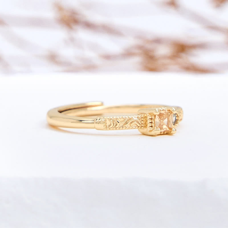 Olivenorma Simple Square Cut Citrine White Zircon Ring - image 6