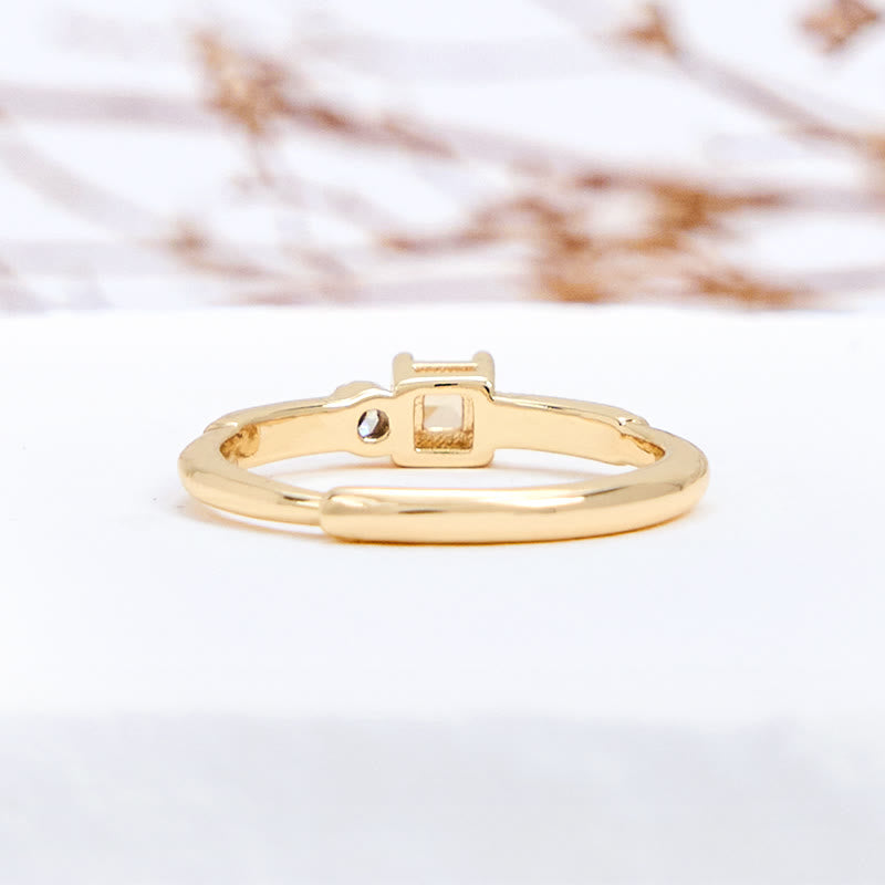 Olivenorma Simple Square Cut Citrine White Zircon Ring - image 5