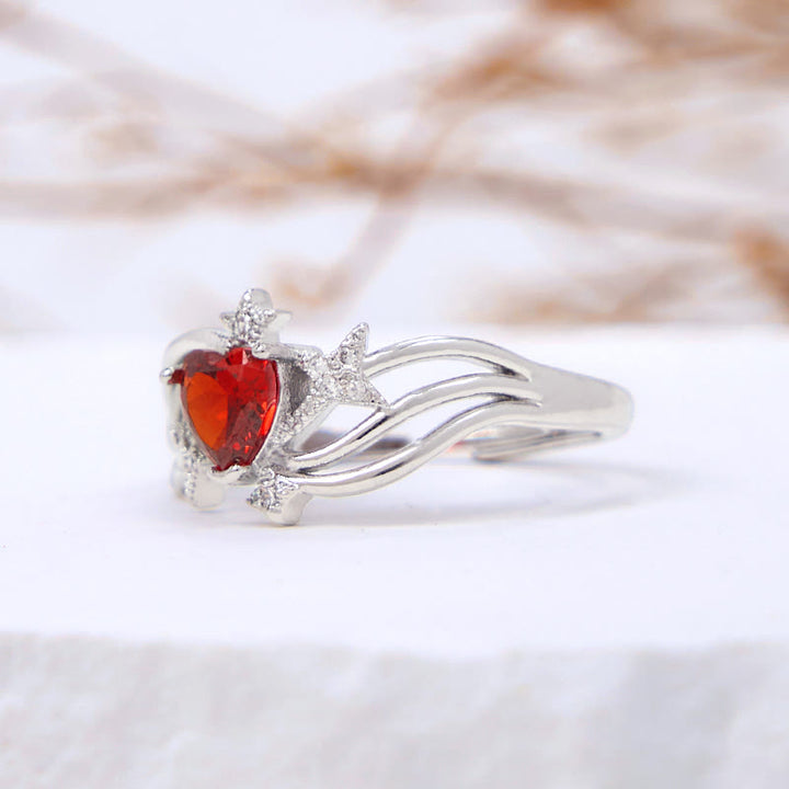 Olivenorma Heart Garnet Star White Zircon Shape Ring - image 2