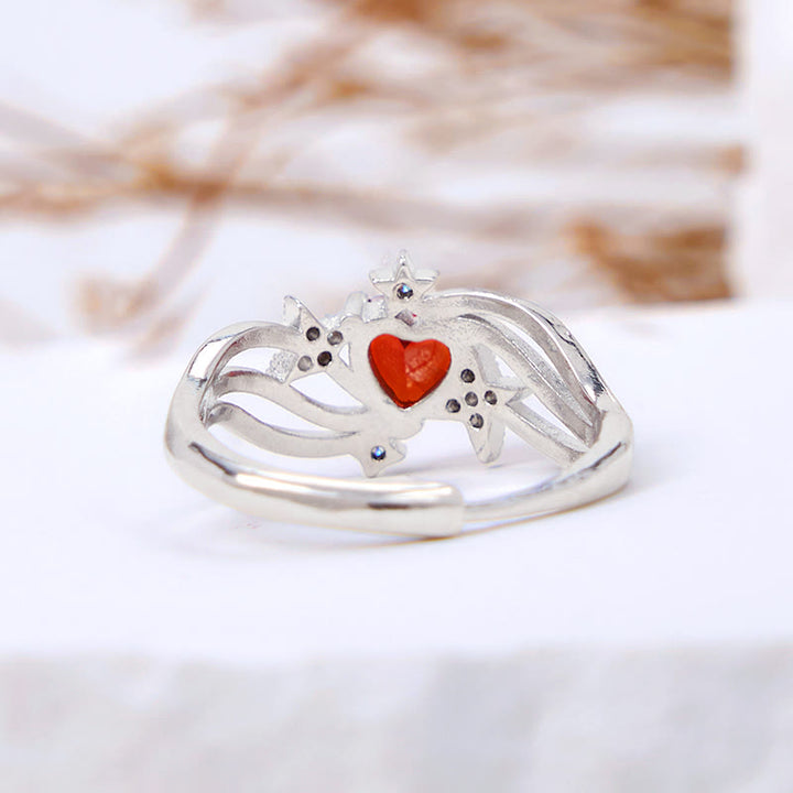 Olivenorma Heart Garnet Star White Zircon Shape Ring - image 4