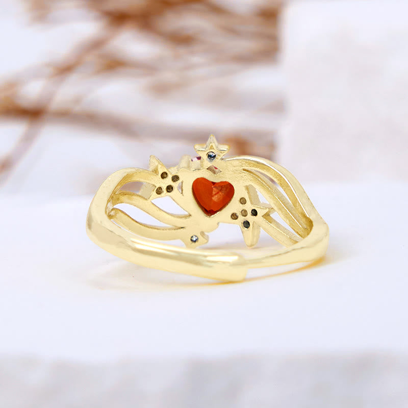 Olivenorma Heart Garnet Star White Zircon Shape Ring - image 9