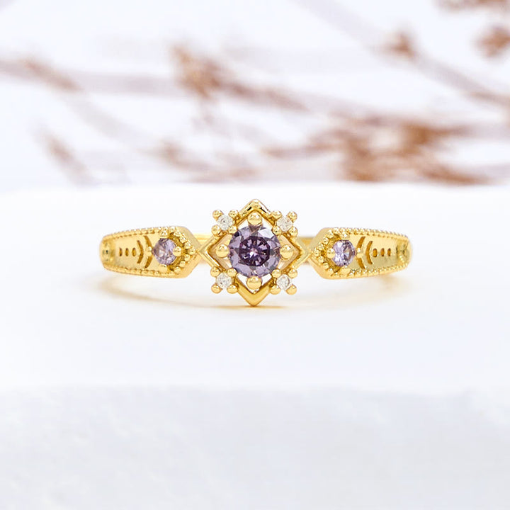 Olivenorma Vintage Square Amethyst Ring - Amethyst - image 0