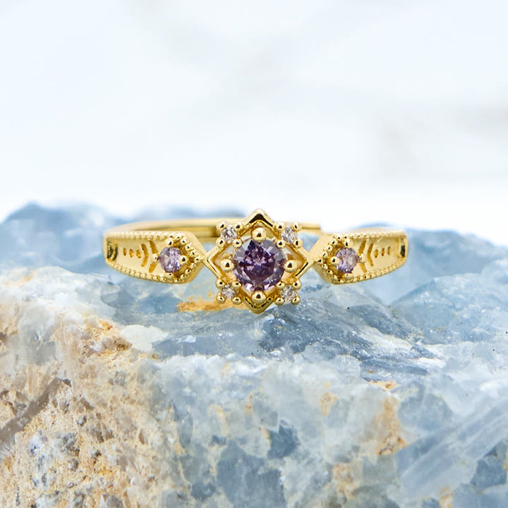 Olivenorma Vintage Square Amethyst Ring - image 2