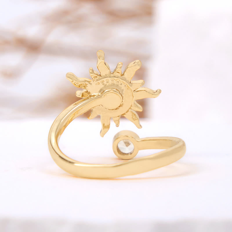 Olivenorma Pink Opal Cat's Eye Stone Sunburst Ring - image 9