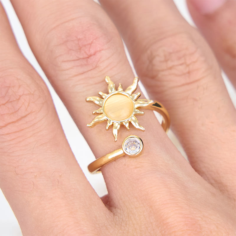 Olivenorma Pink Opal Cat's Eye Stone Sunburst Ring - image 5
