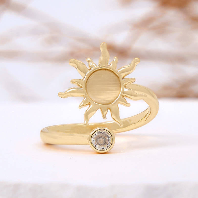 Olivenorma Pink Opal Cat's Eye Stone Sunburst Ring - Yellow Cat's Eye Stone - image 4