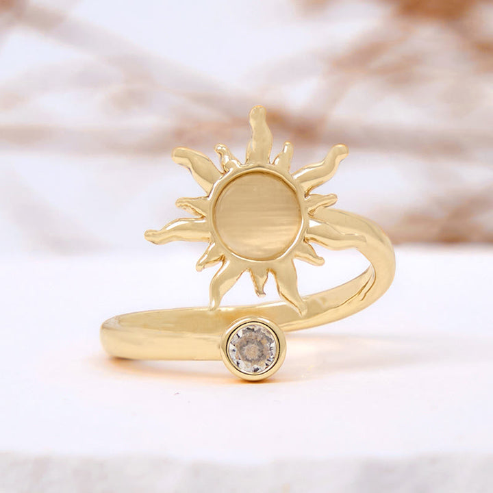 Olivenorma Pink Opal Cat's Eye Stone Sunburst Ring - Yellow Cat's Eye Stone - image 4