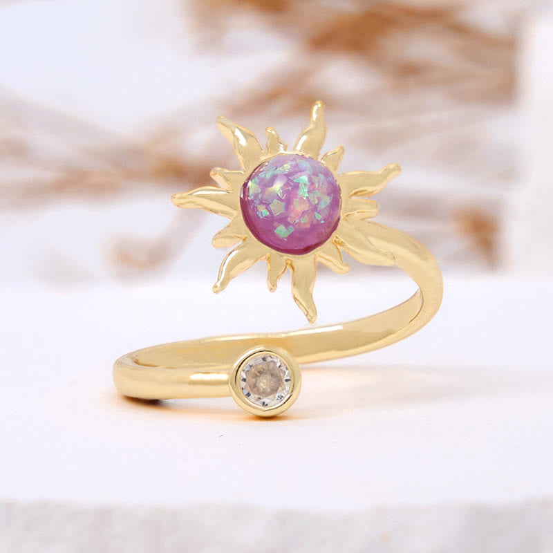 Olivenorma Pink Opal Cat's Eye Stone Sunburst Ring - Pink Opal - image 0