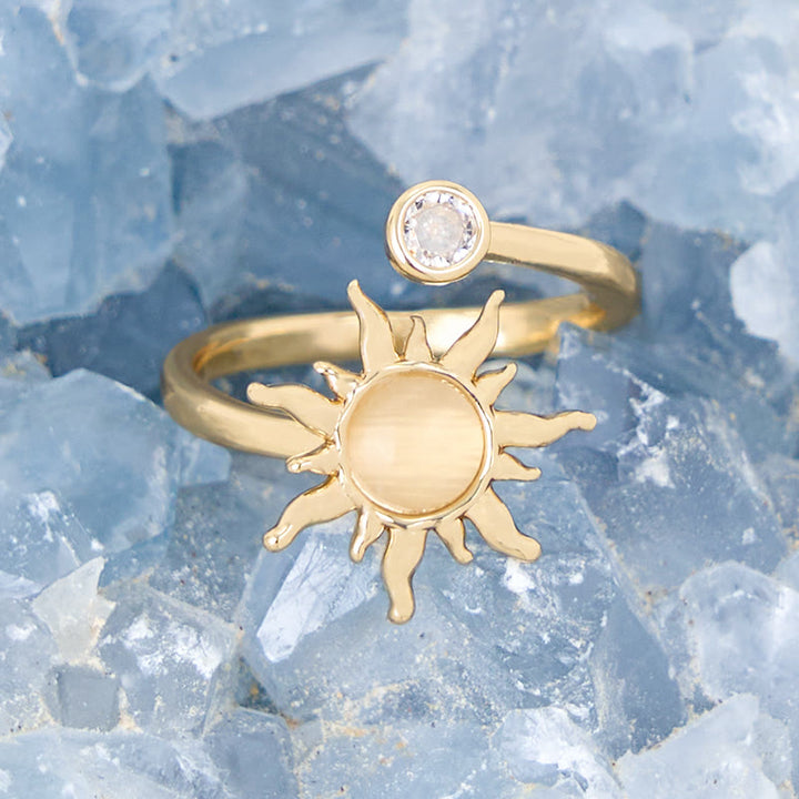 Olivenorma Pink Opal Cat's Eye Stone Sunburst Ring - image 6