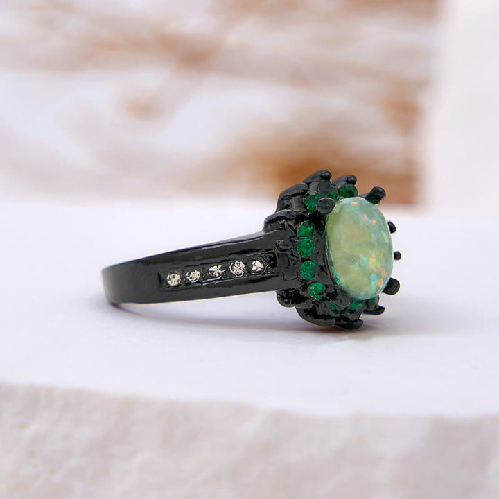 Olivenorma Oval Opal White Zircon Sunflower Ring - image 7