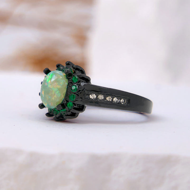 Olivenorma Oval Opal White Zircon Sunflower Ring - image 6