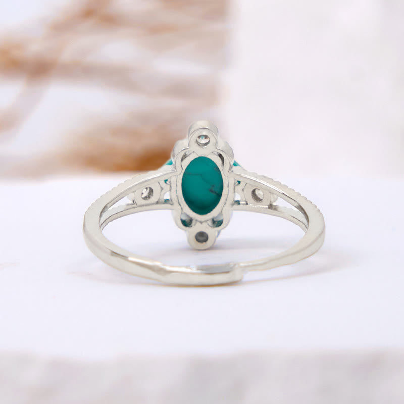 Olivenorma Square Cut Natural Turquoise Vintage Hollow Ring - image 4
