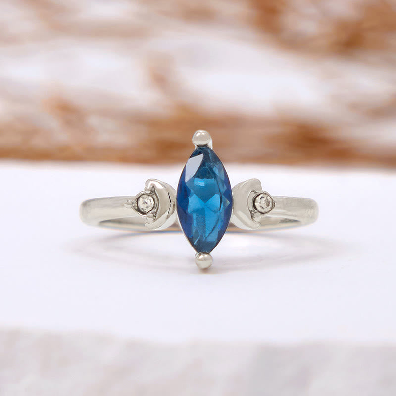 Olivenorma Marquise Cut Blue Topaz White Zircon Ring - US 11 - image 0