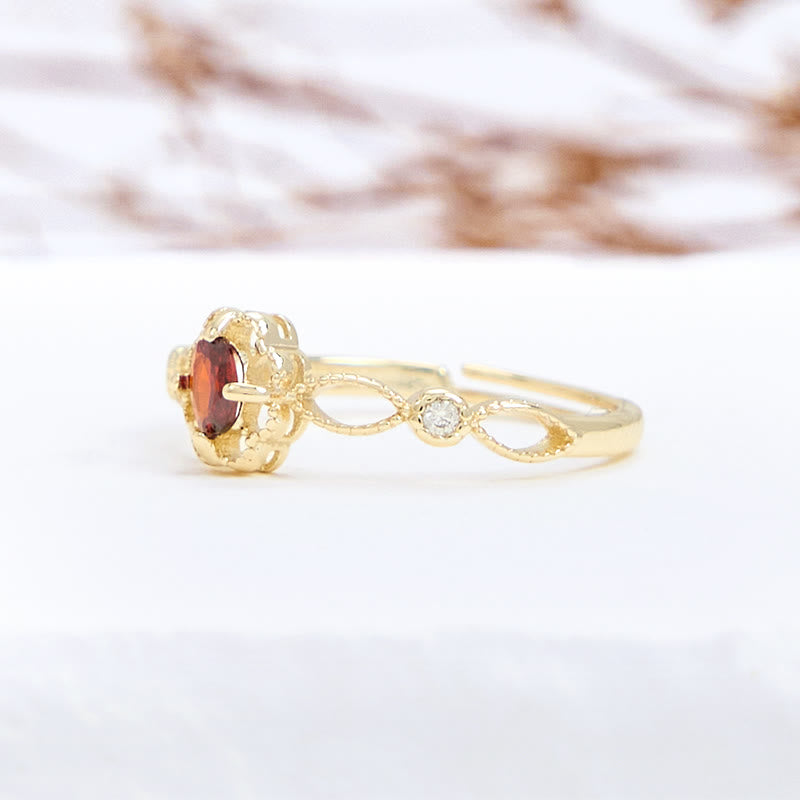Olivenorma Vintage Hollow Carved Garnet Ring - image 4