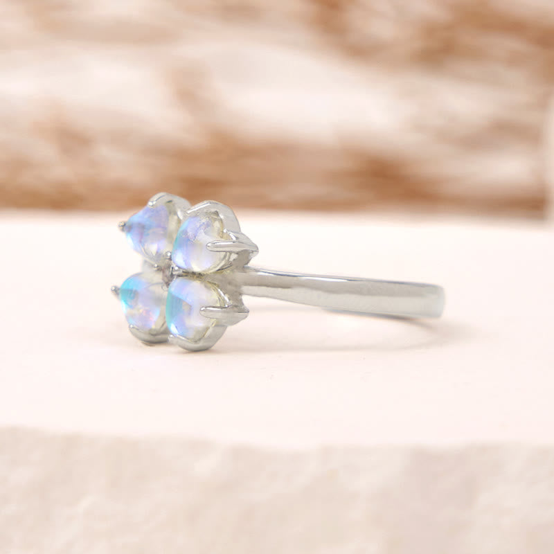 Olivenorma Moonstone Four-Leaf Clover Ring - image 2