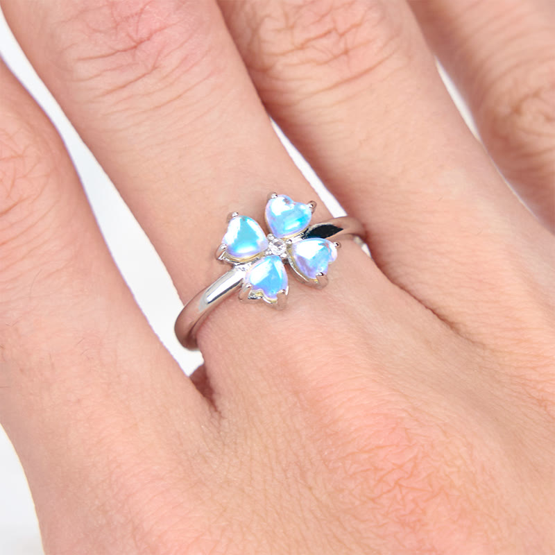 Olivenorma Moonstone Four-Leaf Clover Ring - image 1