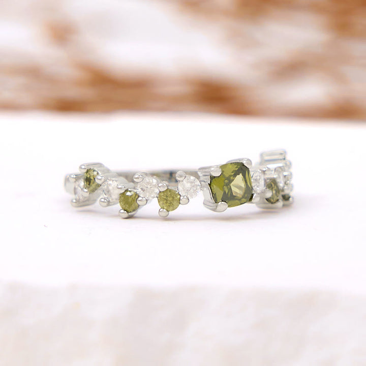 Olivenorma Square Peridot White Zircon Ring - image 4