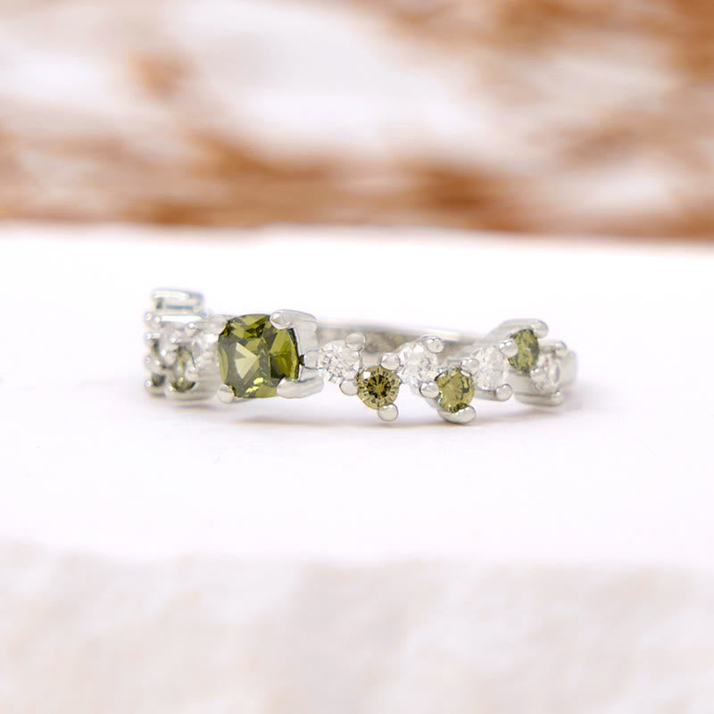 Olivenorma Square Peridot White Zircon Ring - image 3