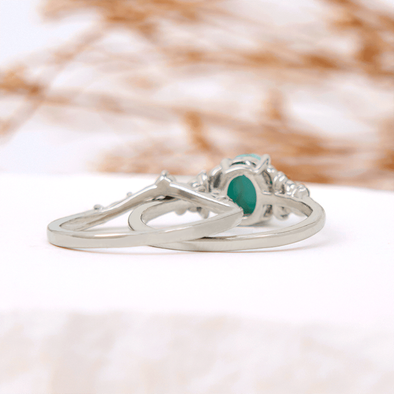 Olivenorma 2 Pcs Turquoise with Zircon Floral Ring Set - image 5