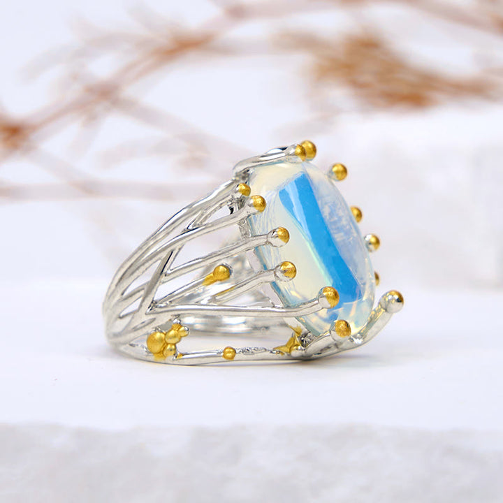 Olivenorma Large Oval Opalite Branch Vine Shape Ring - image 4