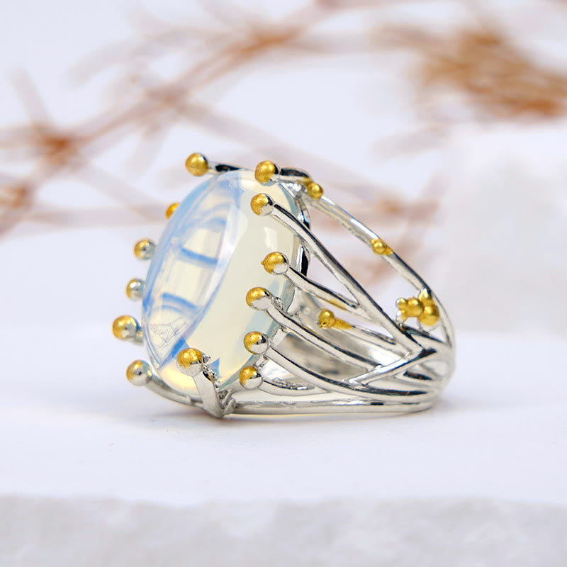 Olivenorma Large Oval Opalite Branch Vine Shape Ring - image 3