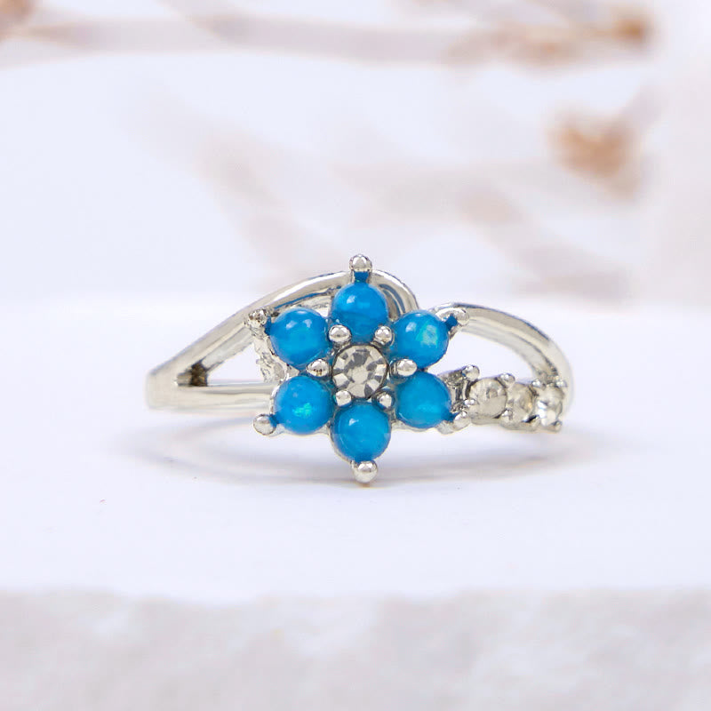 Olivenorma Opal Flower Wave Ring - Blue Opal - US 10 - image 0