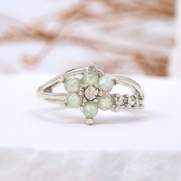 Olivenorma Opal Flower Wave Ring - White Opal - US 10 - image 4
