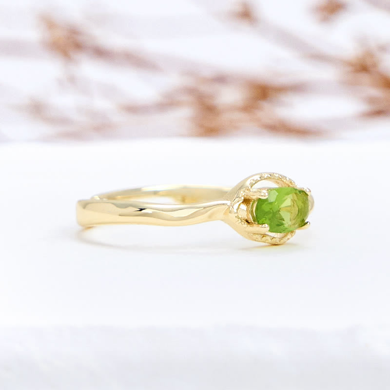 Olivenorma Peridot Irregular Simple S925 Gold Plated Ring - image 5