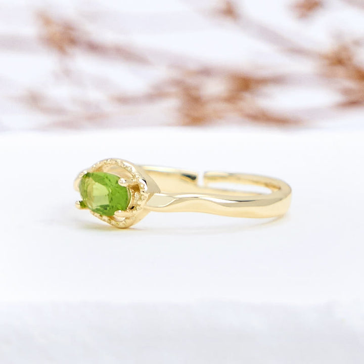 Olivenorma Peridot Irregular Simple S925 Gold Plated Ring - image 4