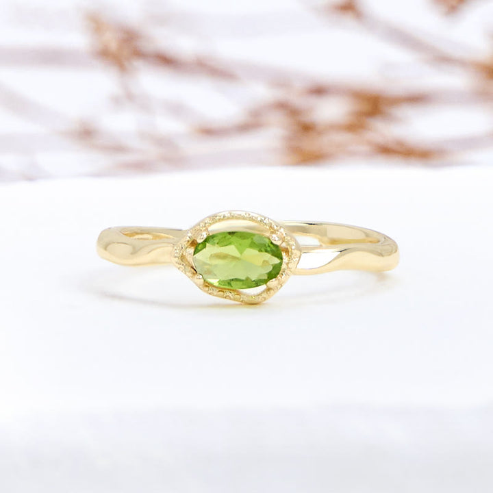 Olivenorma Peridot Irregular Simple S925 Gold Plated Ring - Peridot - image 0