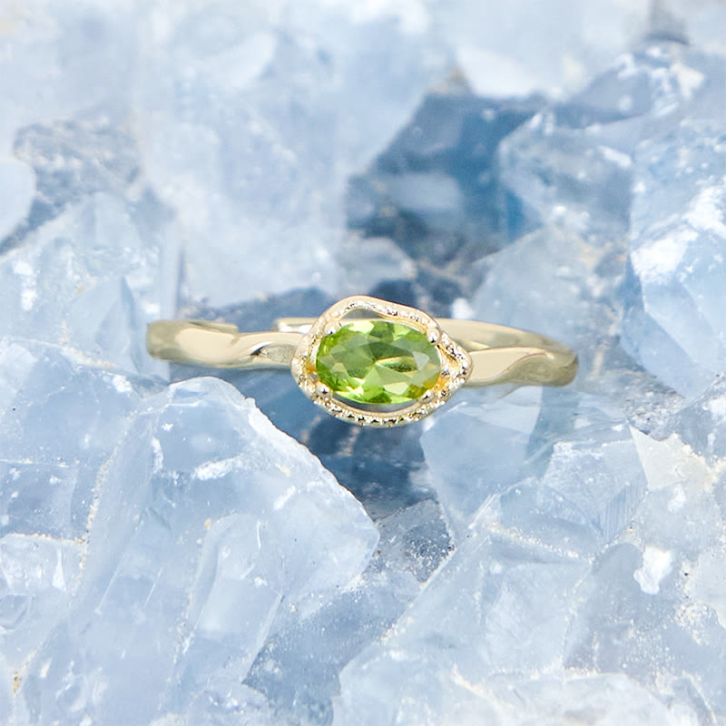 Olivenorma Peridot Irregular Simple S925 Gold Plated Ring - image 3