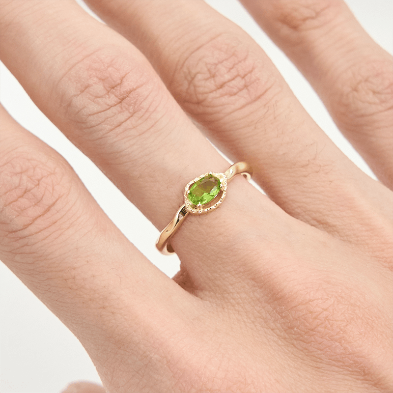 Olivenorma Peridot Irregular Simple S925 Gold Plated Ring - image 1
