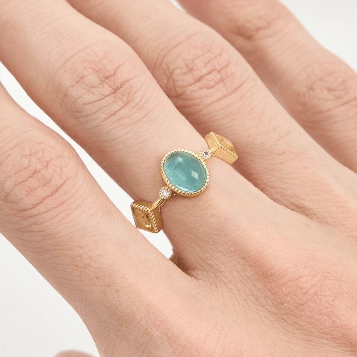 Olivenorma Vintage Oval Aquamarine Square Citrine Ring - image 1